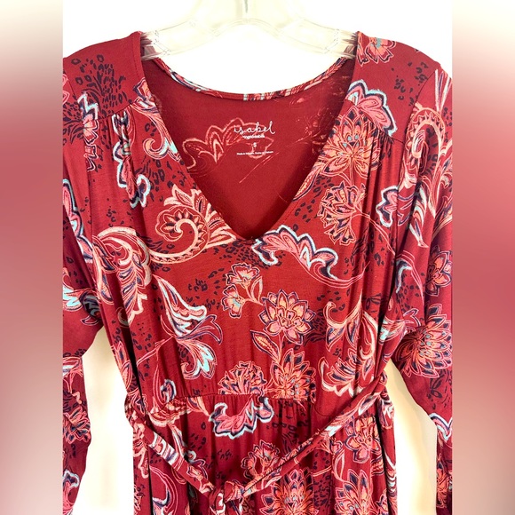 Isabel by Ingrid & Isabel Burgundy Floral V Neck Stretchy Belted MaxiDre… - Picture 3 of 9